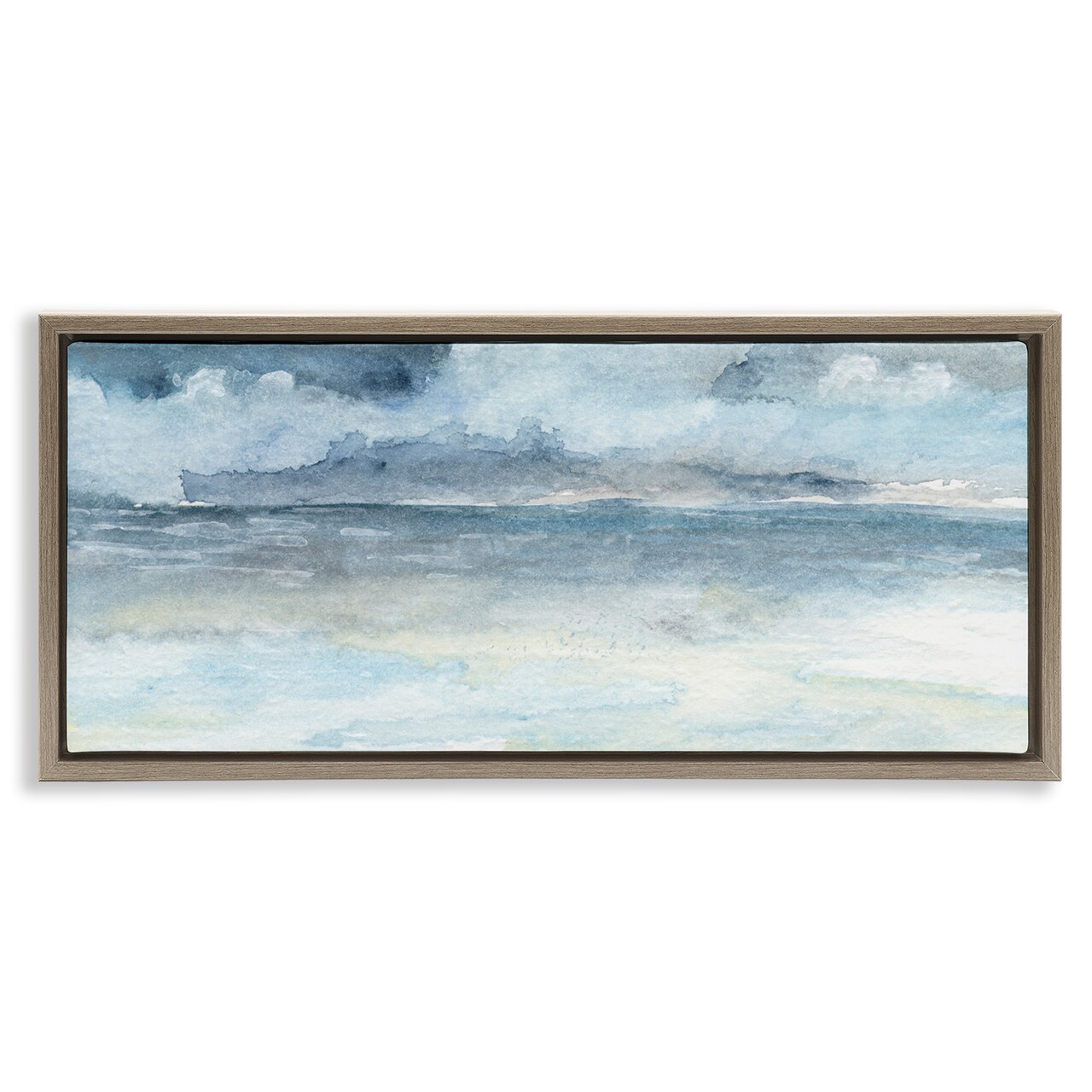 Stupell Industries Abstract Cloudy Ocean Waves Framed Floater Canvas Wall Art